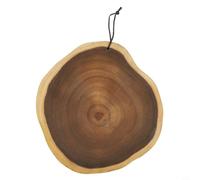 Zeroupshop Planche à découper en bois d'acacia, design rond irrégulier unique pour fromage, pain et fruits, plateau de service épais en bois naturel massif, 31 x 37 cm (taille L : 31-37 cm)