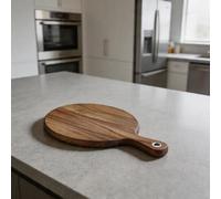 Zeroupshop Planche à pizza en bois d'acacia, plateau de service rond avec poignée pour couper le fromage, assiette à steak, 30,5 cm de diamètre, gadgets de cuisine rustiques pour décoration de fête et