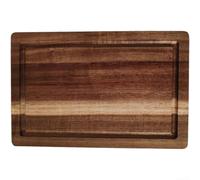 Zeroupshop Plateau carré en bois d'acacia massif, fabriqué à la main, moderne, pour café, dessert, boulangerie, assiette en bois marron naturel, pour décoration de table de salle à manger, 38 x 26 cm