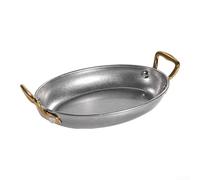zeroupshop Plateau de service ovale en acier inoxydable 304 de style rétro avec poignées pour charcuterie, sandwichs, desserts 24,3 cm (argent)