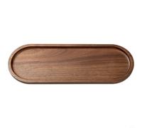 Zeroupshop Plateau de service rectangulaire en bois d'acacia, plateau de dessert de style japonais pour décoration d'intérieur, bords lisses, rangement empilable, motif naturel, 28 x 10,2 cm (E)
