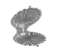 Zeroupshop Plateau décoratif fonctionnel avec contour de coquillage sculpté et couvercle intégré pour l'organisation de la table (argenté)