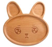 Zeroupshop Plateau en bois avec motif lapin, assiette carrée minimaliste pour servir de la nourriture, du café et du thé à la maison, bois naturel durable, beige, 20 x 20 x 2 cm (C)