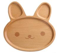 Zeroupshop Plateau en bois avec motif lapin, assiette carrée minimaliste pour servir de la nourriture, du café et du thé à la maison, bois naturel durable, beige, 20 x 20 x 2 cm (D)