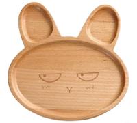 Zeroupshop Plateau en bois avec motif lapin, assiette carrée minimaliste pour servir de la nourriture, du café et du thé à la maison, bois naturel durable, beige, 20 x 20 x 2 cm (B)