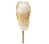 Zeroupshop Plumeau en laine avec poignée en bois, doux et lavable, brosse à épousseter électrostatique pour la maison, la voiture, l'électronique, les meubles, les surfaces délicates, beige, 45 x 7 cm