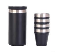 Zeroupshop Porte-canette thermique pour fête en plein air Noir 382,7 g | Comprend 4 petites tasses, parfaites pour partager, convient aux canettes standard de 340,2 g, idéales pour la bière et les