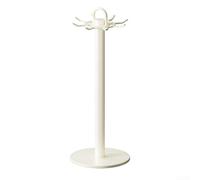 zeroupshop Porte-ustensiles de cuisine rotatif à 360° avec 8 crochets pour spatules cuillères, comptoir, organiseur gris en acier carbone, 44 cm (blanc crème)