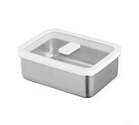Zeroupshop Récipient de fermentation de pâte en acier inoxydable, avec joint hermétique, couvercle transparent, pour surveillance, fond concave anti-adhésif, pour pain, pizza, argent, 20 x 13 x 5 cm