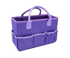 Zeroupshop Sac fourre-tout en tissu Oxford pour rangement d'art et d'artisanat avec poches, sac à outils de jardinage violet, résistant aux éclaboussures