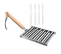 Zeroupshop Support de rouleau à saucisses robuste pour barbecue, support de grillade en acier inoxydable avec base antidérapante, idéal pour le maïs et la saucisse, la cuisine en plein air
