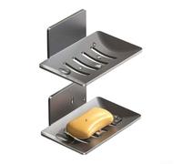 Zeroupshop Support mural pour savon sans perçage | Organiseur de salle de bain en métal avec trous de drainage en forme de V, égouttoir à vaisselle robuste en acier au carbone