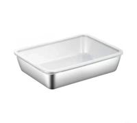 Zeroupshop SUS304 Assiette carrée en acier inoxydable 25 x 20 x 5 cm pour cuisine, salle à manger, servir, pâtisserie, micro-ondes, four à micro-ondes, boîte de rangement moderne