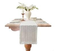 Zeroupshop Table brodée en coton pour chemin de table, couleur unie, motif creux au crochet pour salle à manger, décoration de mariage, hôtel, table basse, 30 x 180 cm (30 x 220)
