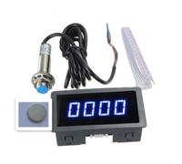 Zeroupshop Tachymètre numérique LED RPM, avec Hall pour capteur de proximité, entrée NPN/PNP, plage 10-9999 tr/min, DC 8-24 V, affichage rouge à 4 chiffres, pour test de moteur pour mini compteur