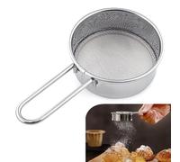 Zeroupshop Tamis à sucre à 40 mailles en acier inoxydable, tamis à farine portable pour mini cacao et matcha, filtre de cuisson de qualité 304 avec 6,5 cm de diamètre, argenté