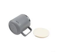 zeroupshop Tasse à café isotherme à double paroi de 410 ml en acier inoxydable avec poignée ergonomique pour porte-gobelet de voiture (gris)