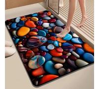 zeroupshop Unique 3D Pebble Diatomite Tapis de bain antidérapant à séchage rapide pour surfaces humides Serviette douce 40 x 30 cm Bleu (1 50 x 80 cm)