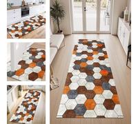 ZESEWU Tapis de Passage Tapis Cuisine Devant Evier Lavable Antiderapant 50X80CM TapisCouloir Paillasson Interieur Gris Marron Orange Tapisd'Entrée Moquette Polyester Salon Chambre d'enfant Buanderie
