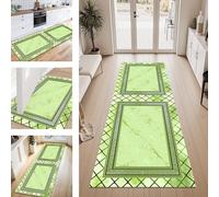 ZESEWU Tapis de Passage Tapis Cuisine Devant Evier Lavable Antiderapant 60X120CM TapisCouloir Paillasson Interieur Vert Noir Boho Tapisd'Entrée Moquette Polyester Salon Chambre d'enfant Buanderie