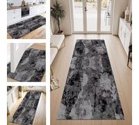 ZESEWU Tapis de Passage Tapis Cuisine Devant Evier Lavable Antiderapant 60X250CM TapisCouloir Paillasson Interieur Noir Gris Tapisd'Entrée Moquette Polyester Salon Chambre d'enfant Buanderie