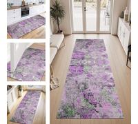 ZESEWU Tapis de Passage Tapis Cuisine Devant Evier Lavable Antiderapant 70X100CM TapisCouloir Paillasson Interieur Violet Vert Gris Tapisd'Entrée Moquette Polyester Salon Chambre d'enfant Buanderie