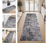 ZESEWU Tapis de Passage Tapis Cuisine Devant Evier Lavable Antiderapant 70X140CM TapisCouloir Paillasson Interieur Gris Noir Abstrait Tapisd'Entrée Moquette Polyester Salon Chambre d'enfant Buanderie