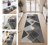ZESEWU Tapis de Passage Tapis Cuisine Devant Evier Lavable Antiderapant 80X500CM TapisCouloir Paillasson Interieur Gris Noir Jaune Tapisd'Entrée Moquette Polyester Salon Chambre d'enfant Buanderie