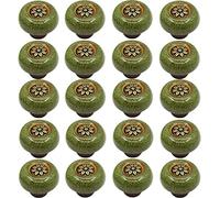 ZESLIV Lot de 20 boutons de meubles, en céramique, verts, 32 mm, pour chambre d'enfant