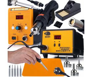 Zestaw 2 stacji Rosfix 937d+ i HOT-AIR 858d+ z matą 300x200 mm i 5 grotami typu 900M