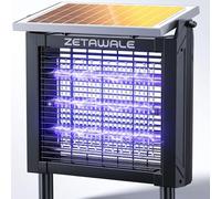 ZETAWALE Piège à insectes d'extérieur à énergie solaire, 4500 V avec panneau solaire 10 W, piège à mouches et tue-moustiques, automatique du crépuscule à l'aube, étanchéité IPX5, couverture de 200 m²
