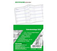 Zettler - Recharge de calendrier 2025, 8,8 x 15,2 cm, pour planificateur de poche de type 510, dans un emballage en film, 1 mois sur 2 pages, comptage des jours, de la semaine et des jours ouvrables