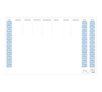 Zettler Sous-main sans barre de protection 2026-60 × 37 cm - Planning hebdomadaire non daté - Avec aperçu triennal 2026-2028 - Sous-main en carton - Impression rouge/bleu/noir - FSC