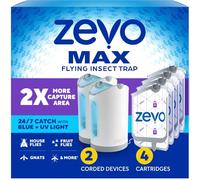Zevo Max Piège à insectes et mouches d'intérieur - Piège à insectes volants pour moustiques, maison et mouches des fruits - Utilisation dans n'importe quelle pièce - Élimination sans désordre (2 bases