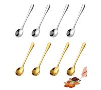 ZEXIJOW 8 Pièces Mini Cuillères en Acier Inoxydable 7,5 cm, Petites Cuillères à Espresso et à Thé pour Épices, Sel, Miel et Dessert, Passent au Lave-Vaisselle(4 or et 4 argent)
