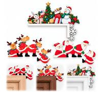 ZEXUPORIUM 3 Pièces Decoration Porte Noel, pour Décoration de Cadre de Porte d'angle de Noël(Père Noël, élan, Décoration Bonhomme de Neige)