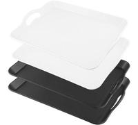 ZEYNOMAX - Ensemble de 4 plateaux de service - Antidérapants - En plastique - Rectangulaires - 42 x 29 x 4 cm - Plateaux blancs/noirs - Plateaux de service