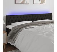 ZEYUAN Tête de lit moderne avec LED Tête de lit moderne en tissu noir 200 x 78/88 cm
