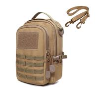 ZFFOZZ Pochette Tactique Molle Petite, Pochettes à Outils Tactiques Utilitaires EDC Sac à Dos D'assaut Compact et Polyvalent à La Taille Avec Bandoulière(Brown)
