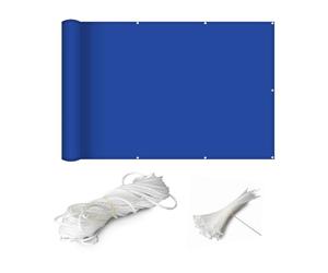 ZFHTAO Brise-vue pour balcon - Résistant aux intempéries - 75 x 350 cm - Protection contre le vent - Sans perçage - Vent fort - Pour jardin et terrasse - Bleu foncé