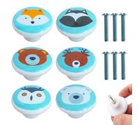 ZFKXGS 6PCS Poignee de Meuble Cuisine Animal Bouton de Meuble Porcelaine Solide Animal Bouton de Tiroir Rond Poignée Tiroir Poignet Meubles Boutons de Portes pour Placards Chambre Commode Armoire (C)