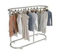 Zfmnoyev Portant À Vêtements Ovale en Acier Inoxydable sur roulettes | Portant Sur Pied Robuste À Double Rangée, Solution De Rangement Haute Résistance Pour Boutiques De Lingerie(150x45x150cm)
