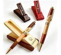 ZFN Parure Stylo Bille en Personnalisé Gravure Nom Texte Logo Homme Enseignant Avocat Docteur Mentor Étudiant Coffret Unique pour Anniversaire Retraite (Couleur du bois de hêtre)