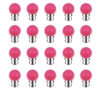ZFQ Ampoule LED Couleur B22-Paquet de 20 2W équivalente 20W B22 Baïonnette Ampoules Guirlande Couleur LED Ampoules de Noël BC Cap, pour Maison Bar Fête Décoration d'ambiance,Rosa