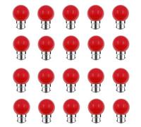 ZFQ Ampoule LED Couleur B22-Paquet de 20 2W équivalente 20W B22 Baïonnette Ampoules Guirlande Couleur LED Ampoules de Noël BC Cap, pour Maison Bar Fête Décoration d'ambiance,Rouge