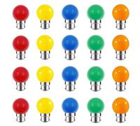 ZFQ Ampoule LED Couleur B22-Paquet de 20 2W équivalente 20W B22 Baïonnette Ampoules Guirlande Couleur LED Ampoules Multicolore de Noël BC Cap, pour Maison Bar Fête Décoration d'ambiance