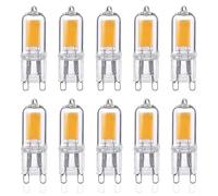 ZFQ G9 2W Ampoules LED, Équivalent à Halogènes 25W, couvercle en verre, 3000K Blanc Chaud, 250 Lumens, Angle de faisceau 360°, Lampe à économie d'énergie CRI80, AC 220-240V, Non dimmable, 10 pièces