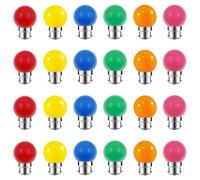 ZFQ Lot de 24 Ampoule LED Couleur B22 2W équivalente 20W B22 Ampoule économie Couleur, LED Ampoules Multicolore pour Maison Bar Fête Décoration d'ambiance (4 par couleur)