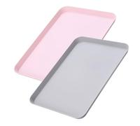 Zfseyuh Petit Plateau Rectangulaire 2 Pièces de Service en Plastique Rose Gris pour Restauration Rapide, Repas, Cuisine, Café, Salle à Manger 22 * 30,5cm