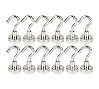 ZFYQ Crochets Magnétiques, 16mm Puissant Aimant Néodyme Force d’attraction de 9kg 20lbs, pour Accessoires de Cuisine Cabane à Outils, Lot de 12